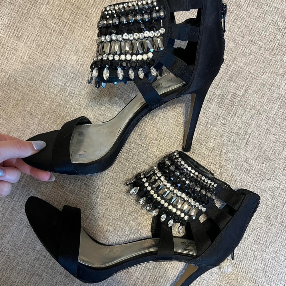 Gianni Bini black high heels with stone detailing
